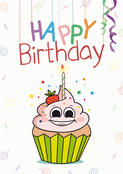 Cupcake joyeux anniversaire color&eacute;